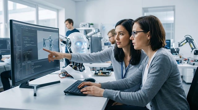 professional technology meeting AI software development discussion